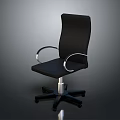 Black Modern Office Chair With Silver Armrests And Caster Base Design