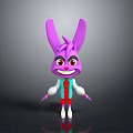Purple Rabbit Game Movie Character With Big Ears Red Eyes Striped Shirt And Blue Pants