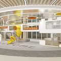 Modern Kindergarten Interior With Yellow Slide And Welcome Sign