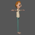 Cartoon Character 3D Sculpture Featuring Red Hair Glasses White T-shirt Blue Pants and Outstretched Arms