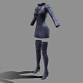Dark Fitted Bodysuit With Front Zipper Long Sleeves And Matching Long Boots