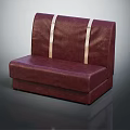 Maroon Leather Booth Sofa With Light Straps On Backrest And Comfortable Cushioned Seat