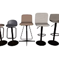 Stylish Bar Stools With Various Designs Different Colors And Black Metal Frames 3d model