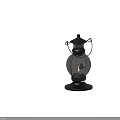 Kerosene Lamps With Black Metal Frames Glass Globes And Lit Flames