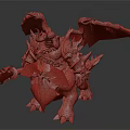Green Winged Armored Creature As Fantasy Battle Character With Spiked Armor And Giant Battle Weapon