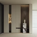 Modern Sleek Entryway Shoe Cabinet Design With LED Lighting And Marble Decorative Accent