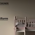 Pastel Pink Bunk Bed With Ladder Pillows Blanket And Deer Toy In Kids Room