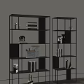 Modern Open Shelving Unit Featuring Books Vases and Decorative Items