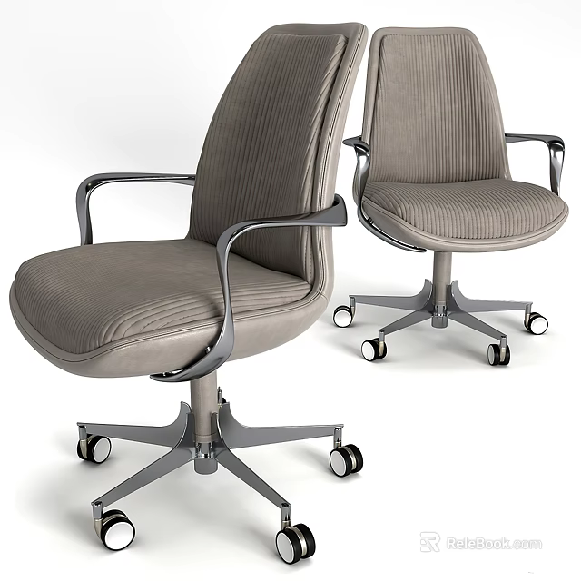 Gray Fabric Office Chair With Modern Design Armrests And Swivel Wheeled Base 3d model 