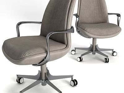 Gray Fabric Office Chair With Modern Design Armrests And Swivel Wheeled Base 3d model