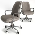 Gray Fabric Office Chair With Modern Design Armrests And Swivel Wheeled Base