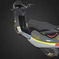 Modern Streamlined Gray Scooter With Yellow Accents Black Seat And Gold Wheels