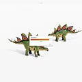 Two Green Dinosaur Models With Colorful Back Plates And Realistic Design
