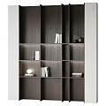 Modern Wooden Bookcase With Layered Shelves Books Table Lamp And Decorative Vase