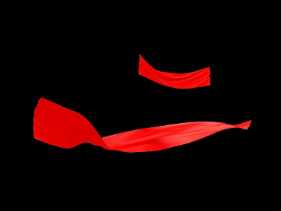 Two Elegant Red Ribbons Floating On Black Background With Flowing Motion 3d model