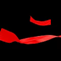 Two Elegant Red Ribbons Floating On Black Background With Flowing Motion