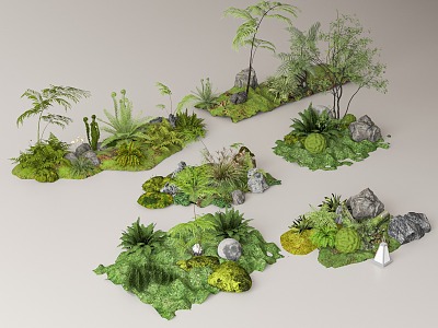 Plant combination green plant pile 3d model