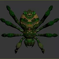 Green Spider Game Movie Character With Colorful Striped Body And Multiple Legs
