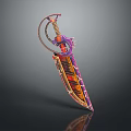 Ornate Purple Red Decorative Sword With Dragon Design On Hilt And Blade