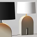 Modern Minimalist Table Lamps With Black And White Shades And Arched Base