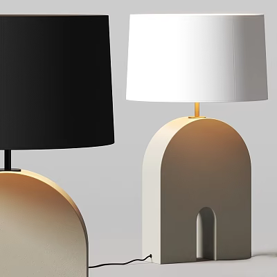 Modern Minimalist Table Lamps With Black And White Shades And Arched Base 3d model