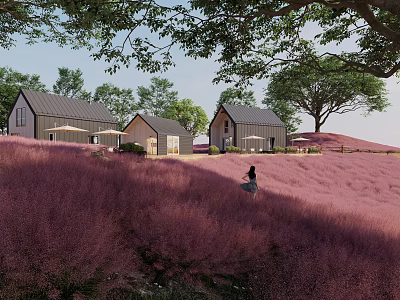 Modern Homestay Pink Chaizi Grass Garden 3d model
