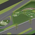 Park Landscape Design Featuring Circular Green Lawn Trees Seating And Winding Paths 3d model
