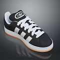 Black Low Top Sneaker With White Laces Logo And Orange Sole Edge