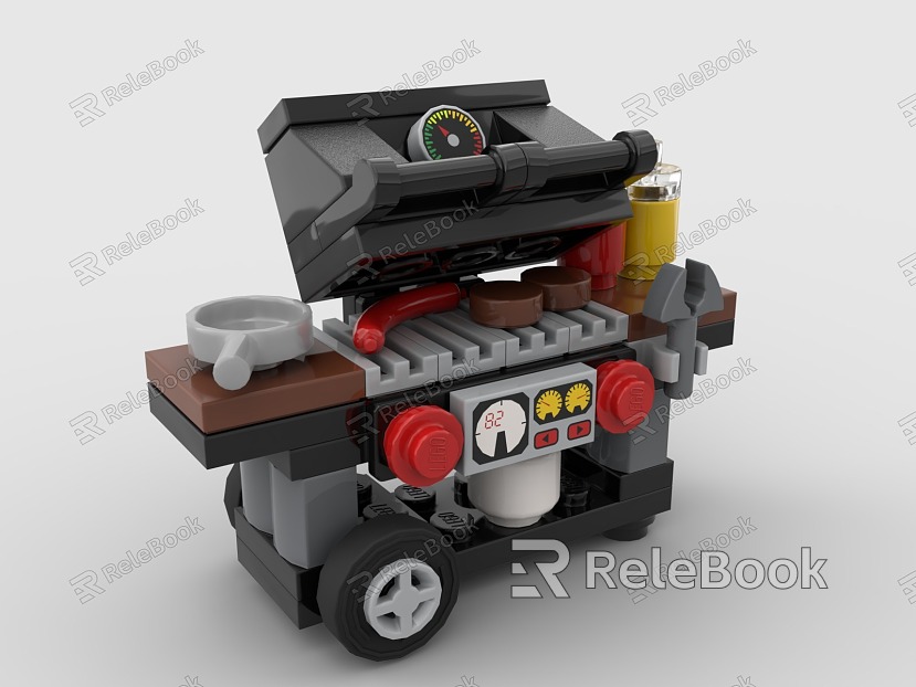 Lego toy BBQ BBQ stall stall vendor model