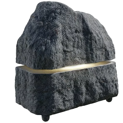 Stone Textured Outdoor Light with Glowing Middle Band for Garden Decoration Use 3d model