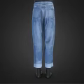 Blue Denim Jeans With Cuffed Hem Displayed By Model On Black Background 3d model