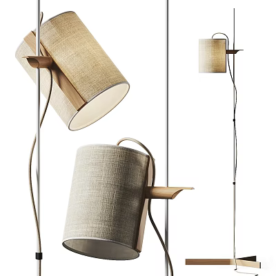 Modern Floor Lamp With Linen Shade And Metal Stand For Living Room Decor 3d model