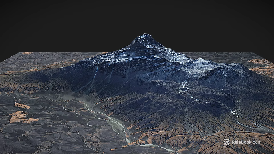 Majestic Snowy Mountain Landscape With Scenic Ranges And Flowing River 3d model 