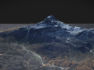 Majestic Snowy Mountain Landscape With Scenic Ranges And Flowing River 3d model