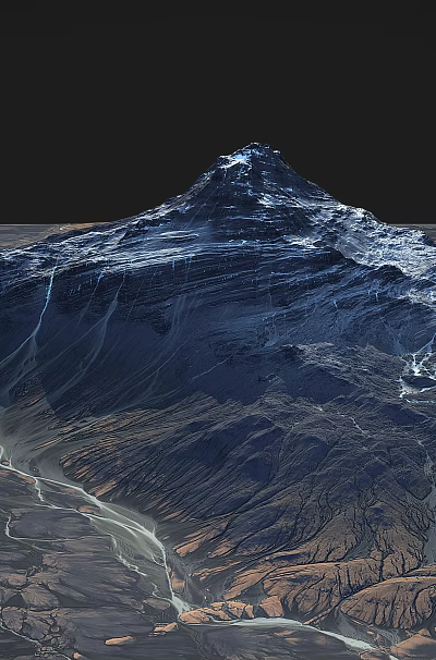 Majestic Snowy Mountain Landscape With Scenic Ranges And Flowing River 3d model