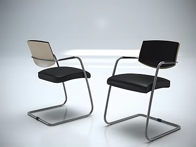 Modern Office Chair With Black Seat Light And Dark Backrest Metal Frame 3d model