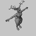 Cartoon Deer Game Character With Antlers White IMPACT Tank Top Red Shorts Outstretched Arms