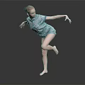 Woman Performing Graceful Dance Move In Blue Outfit Balancing On One Leg