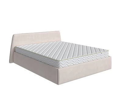 Modern Upholstered Double Bed With Comfortable Spring Mattress And Beige Frame 3d model