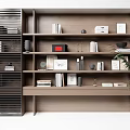 Modern Wooden Bookcase with Multiple Shelves Books Decorative Items Photo Frames and Potted Plant