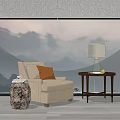 Modern Single Sofa Coffee Table Combination Casual Chair Fabric Sofa Coffee Table Sofa Corner 3d model