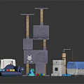 Multi Level Cat Furniture With Tree Platforms Litter Box And Interactive Toys