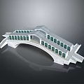 White Arched Bridge 3D Model with Classical Design and Arched Windows 3d model