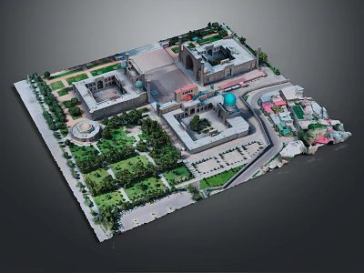 Modern Architectural Complex Model With Green Spaces Buildings And Road Layout 3d model