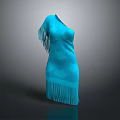 Blue Fringed Dress With Simple Design And Elegant Style For Daily Use