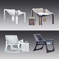 Modern Single Chair With Stylish Design Different Colors And Side Table Decor 3d model
