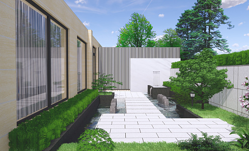 Modern Garden Negative First Floor Garden 3d model