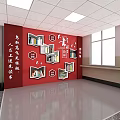 Stylish Red Hexagonal Bookshelf With Books On Red Wall Interior Design