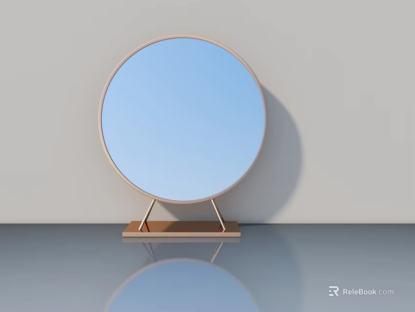 Round Swing Door With Gold Frame And Metal Hardware On Light Background Floor 3d model 