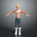 Anime Style Male Character With Spiky Blonde Hair Orange Arm Guards And White Boots
